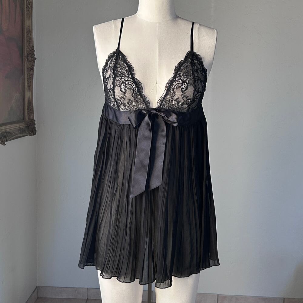 babydoll slip dress lace chiffon sheer goth fairy coquette L Victoria Secret